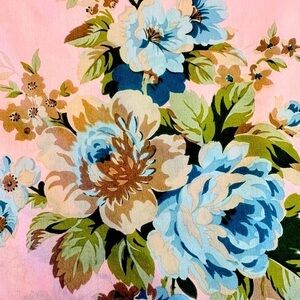 Vintage Scarf Pink /Coral Blue Floral Romantic Cottage Approx.‎ 52x9 See Photos